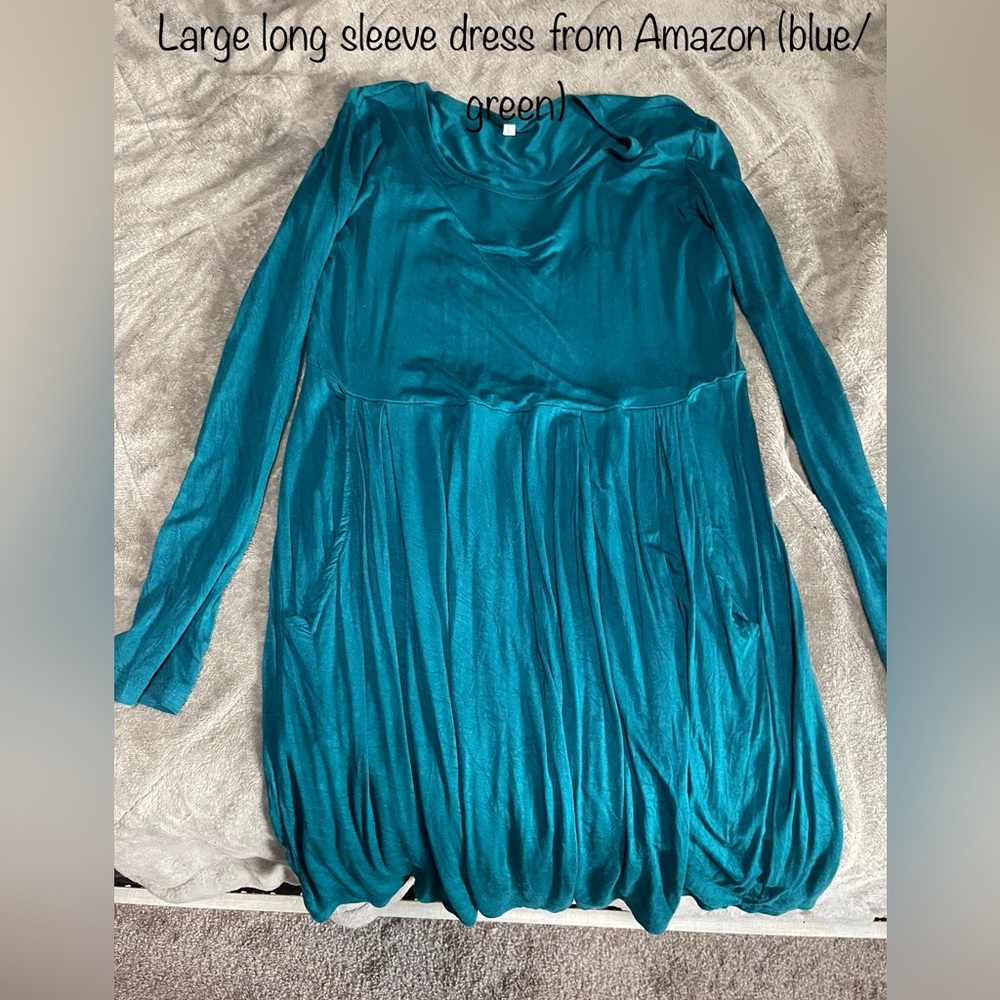 Blue/green long sleeve dress